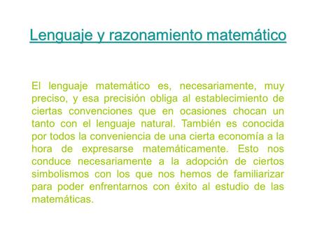 Lenguaje y razonamiento matemático