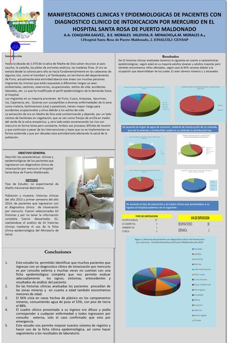 OBJETIVO GENERAL Describir las características clínicas y epidemiológicas de los pacientes que ingresaron con diagnostico clínico de intoxicación por mercurio.