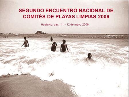 SEGUNDO ENCUENTRO NACIONAL DE COMITÉS DE PLAYAS LIMPIAS 2006 Huatulco, oax. 11 - 12 de mayo 2006.