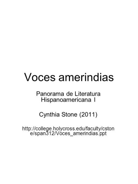 Panorama de Literatura Hispanoamericana I
