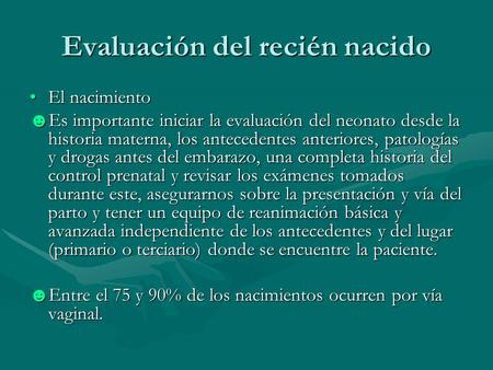 Evaluación del recién nacido
