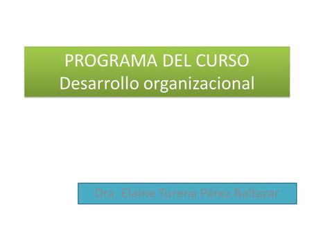 PROGRAMA DEL CURSO Desarrollo organizacional