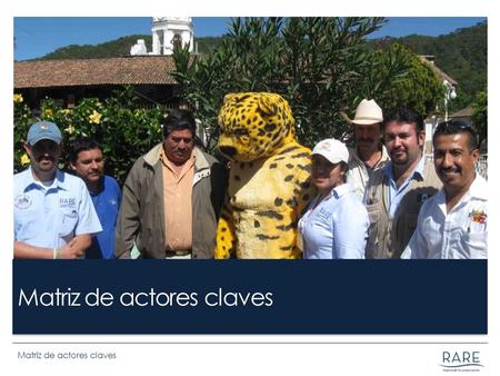 Matriz de actores claves. ¿Por qué identificar e involucrar actores claves? Matriz de actores claves Identificar y priorizar amenazas Identificar y evaluar.