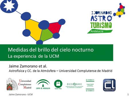 Jaime Zamorano et al. Astrofísica y CC. de la Atmósfera – Universidad Complutense de Madrid Medidas del brillo del cielo nocturno La experiencia de la.
