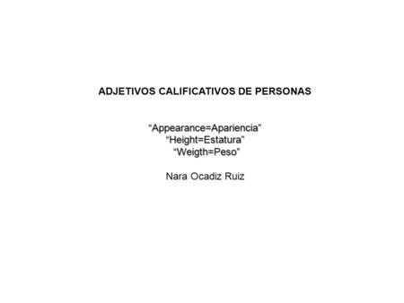 ADJETIVOS CALIFICATIVOS DE PERSONAS