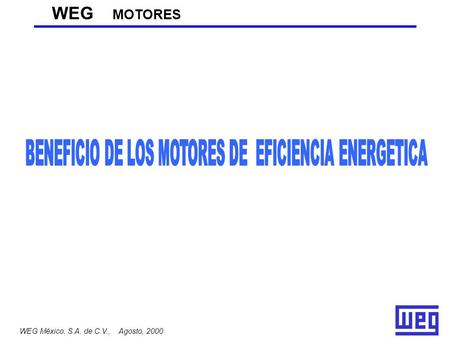 WEG México, S.A. de C.V., Agosto, 2000 WEG MOTORES.