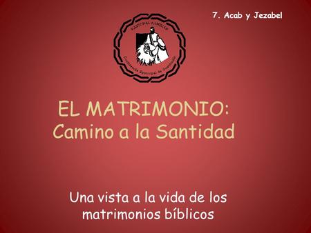 EL MATRIMONIO: Camino a la Santidad