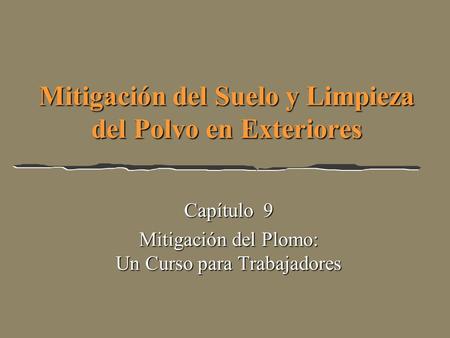 Mitigación del Suelo y Limpieza del Polvo en Exteriores Capítulo 9 Mitigación del Plomo: Un Curso para Trabajadores.