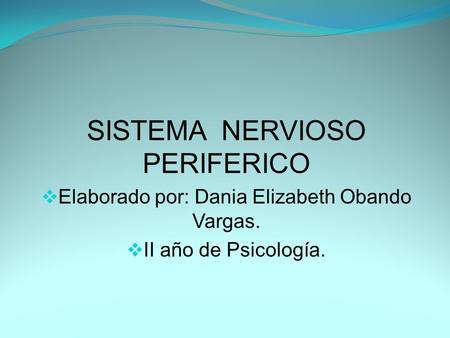 SISTEMA NERVIOSO PERIFERICO