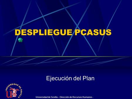 DESPLIEGUE PCASUS Ejecución del Plan Universidad de Sevilla – Dirección de Recursos Humanos -