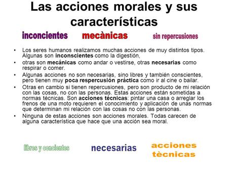 Las acciones morales y sus características