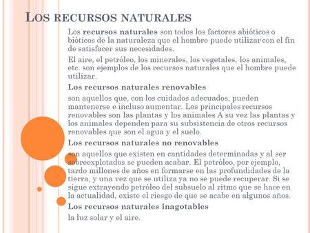 Los recursos naturales