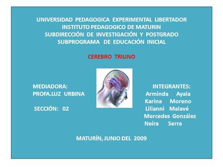 UNIVERSIDAD PEDAGOGICA EXPERIMENTAL LIBERTADOR INSTITUTO PEDAGOGICO DE MATURIN SUBDIRECCIÓN DE INVESTIGACIÓN Y POSTGRADO SUBPROGRAMA DE EDUCACIÓN INICIAL.
