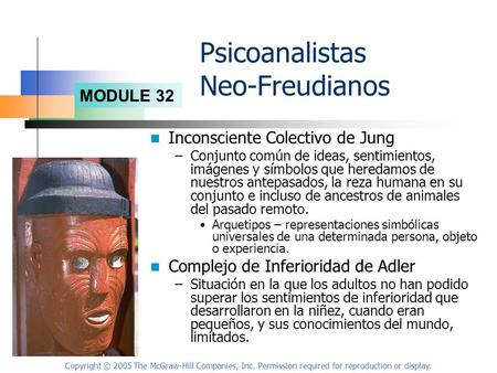 MODULE 32 Copyright © 2005 The McGraw-Hill Companies, Inc. Permission required for reproduction or display. Psicoanalistas Neo-Freudianos Inconsciente.