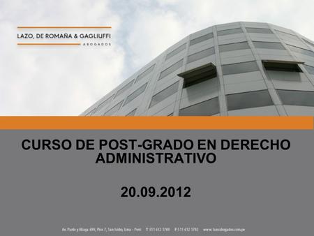 CURSO DE POST-GRADO EN DERECHO ADMINISTRATIVO