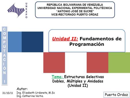 Unidad II: Fundamentos de Programación