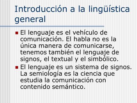 Introducción a la lingüística general