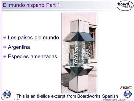 This is an 8-slide excerpt from Boardworks Spanish