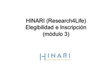 HINARI (Research4Life) Elegibilidad e Inscripción (módulo 3)