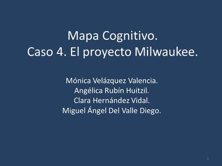 Mapa Cognitivo. Caso 4. El proyecto Milwaukee. Mónica Velázquez Valencia. Angélica Rubín Huitzil. Clara Hernández Vidal. Miguel Ángel Del Valle Diego.