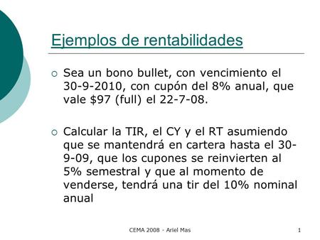 Ejemplos de rentabilidades