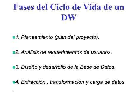 Fases del Ciclo de Vida de un DW
