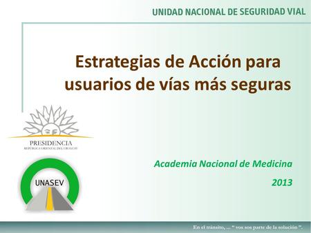 Estrategias de Acción para usuarios de vías más seguras Academia Nacional de Medicina 2013.