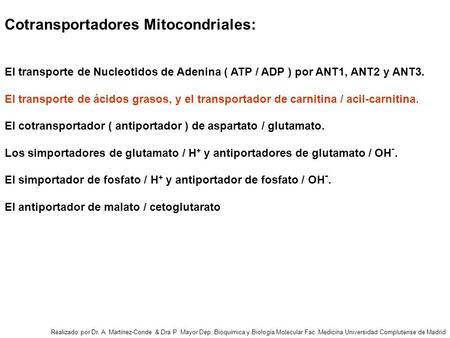 Cotransportadores Mitocondriales: