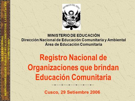 Registro Nacional de Organizaciones que brindan Educación Comunitaria