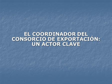 EL COORDINADOR DEL CONSORCIO DE EXPORTACIÓN: UN ACTOR CLAVE