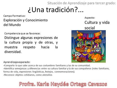 Situación de Aprendizaje para tercer grado: