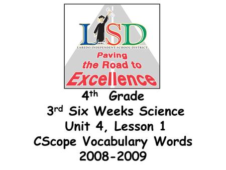 4 th Grade 3 rd Six Weeks Science Unit 4, Lesson 1 CScope Vocabulary Words 2008-2009.