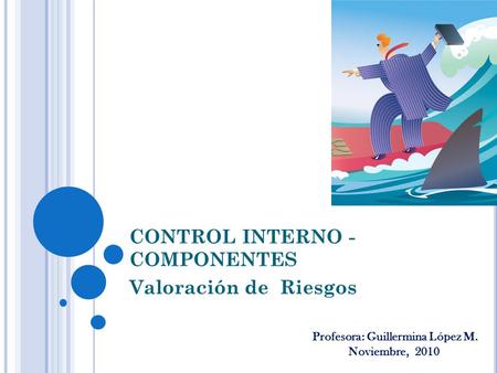 CONTROL INTERNO - COMPONENTES Valoración de Riesgos Profesora: Guillermina López M. Noviembre, 2010.