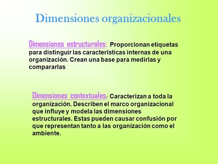 Dimensiones organizacionales