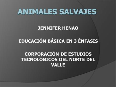 ANIMALES SALVAJES JENNIFER HENAO EDUCACIÓN BÁSICA EN 3 ÉNFASIS