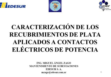 ING. MIGUEL ÁNGEL ZAGO MANTENIMIENTO DE SUBESTACIONES EDESUR S. A.