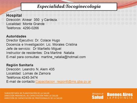 Especialidad:Tocoginecología