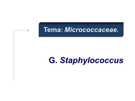 Tema: Micrococcaceae. G. Staphylococcus.
