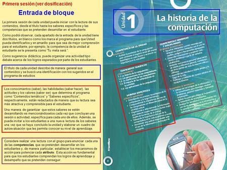 Entrada de bloque Primera sesión (ver dosificación)