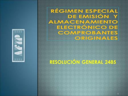 RESOLUCIÓN GENERAL 2485 1. Introducción Implementación Perspectivas.