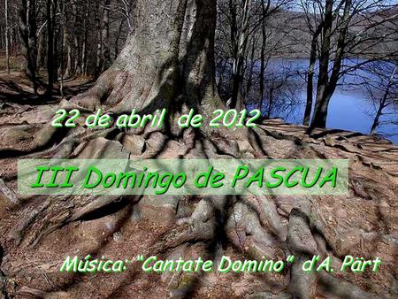 22 de abril de 2012 III Domingo de PASCUA Música: “Cantate Domino” d’A. Pärt.