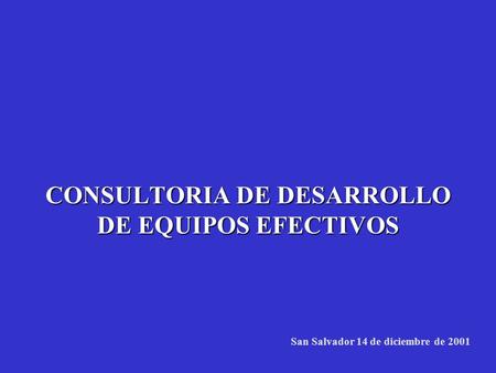 CONSULTORIA DE DESARROLLO DE EQUIPOS EFECTIVOS San Salvador 14 de diciembre de 2001.