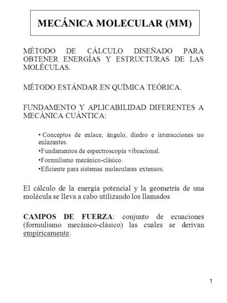 MECÁNICA MOLECULAR (MM)