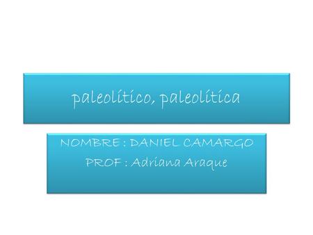 Paleolítico, paleolítica NOMBRE : DANIEL CAMARGO PROF : Adriana Araque NOMBRE : DANIEL CAMARGO PROF : Adriana Araque.