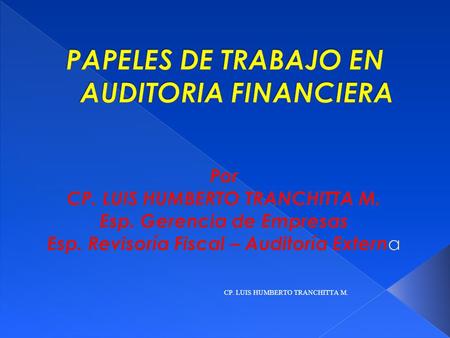PAPELES DE TRABAJO EN AUDITORIA FINANCIERA