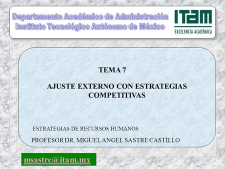 TEMA 7 AJUSTE EXTERNO CON ESTRATEGIAS COMPETITIVAS