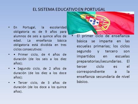 EL SISTEMA EDUCATIVO EN PORTUGAL
