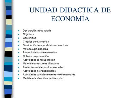UNIDAD DIDACTICA DE ECONOMÍA