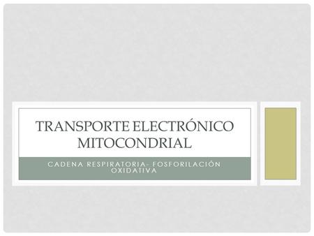 Transporte electrónico mitocondrial