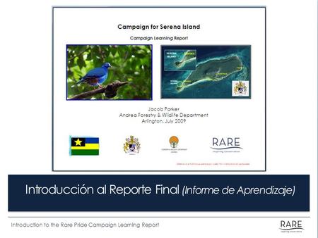Introduction to the Rare Pride Campaign Learning Report Introducción al Reporte Final (Informe de Aprendizaje)